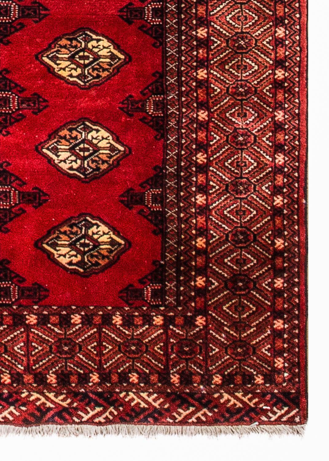Runner Turkaman-matta - 369 x 106 cm - röd