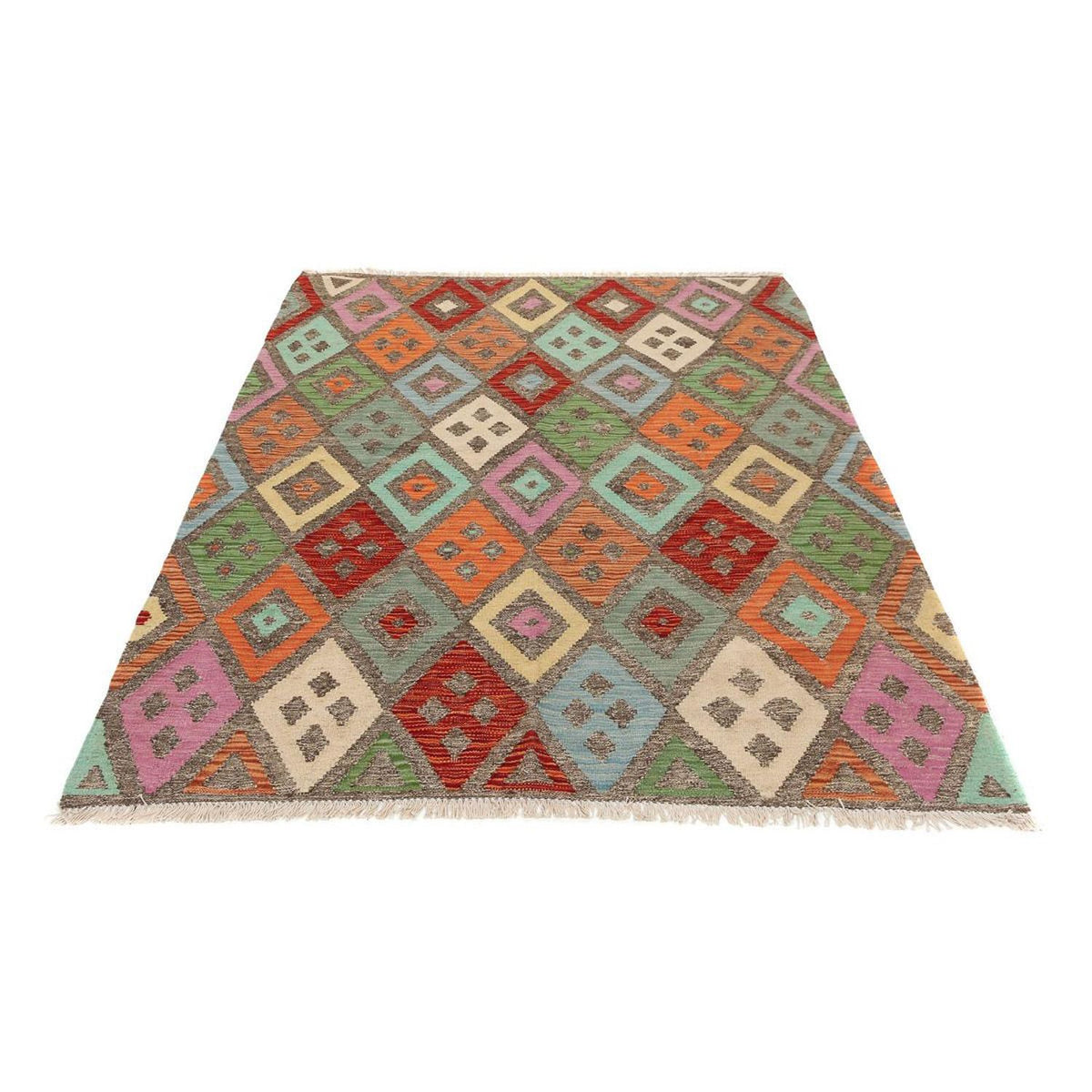 Kelim Carpet - Splash - 194 x 151 cm - flerfärgad