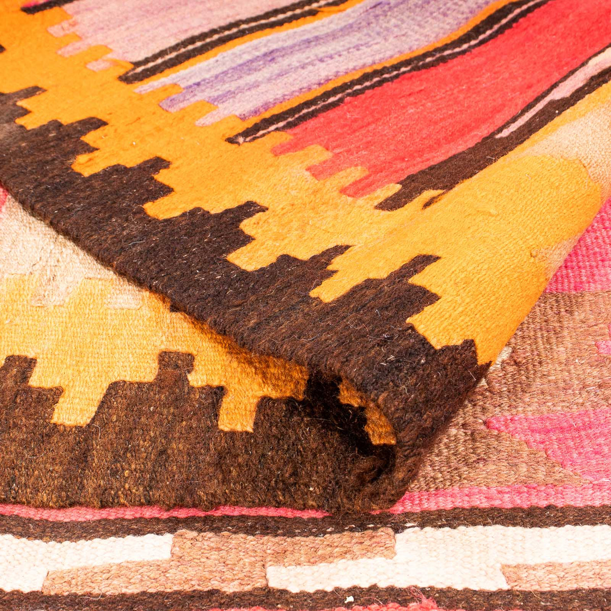 Runner Kelim-matta - gammal - 340 x 150 cm - flerfärgad