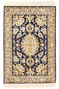 Sidenmatta - Kashmir Silk - 98 x 63 cm - blå