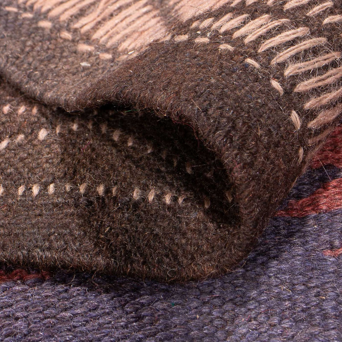 Runner Kelim-matta - gammal - 450 x 135 cm - brun