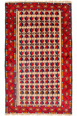 Baluch-matta - 130 x 77 cm - röd