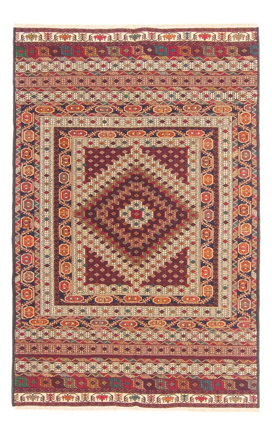 Kelim Carpet - orientalisk matta - 196 x 127 cm - flerfärgad