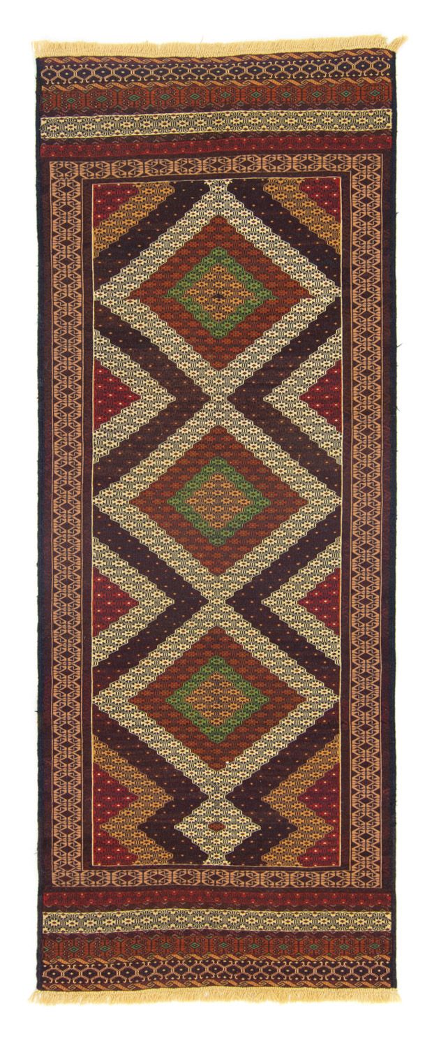 Runner Kelim Carpet - orientalisk matta - 222 x 85 cm - brun
