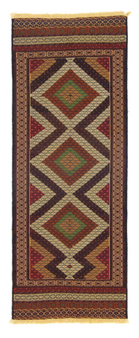Runner Kelim Carpet - orientalisk matta - 222 x 85 cm - brun
