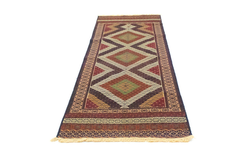 Runner Kelim Carpet - orientalisk matta - 222 x 85 cm - brun