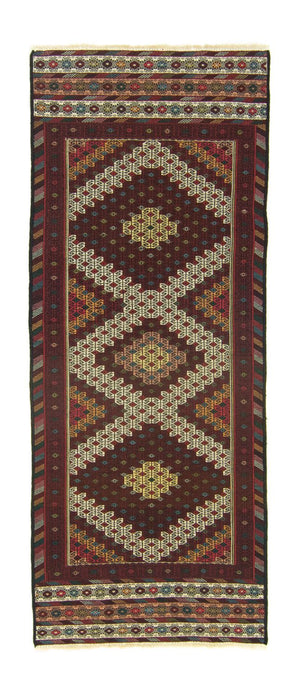 Runner Kelim Carpet - orientalisk matta - 190 x 75 cm - brun