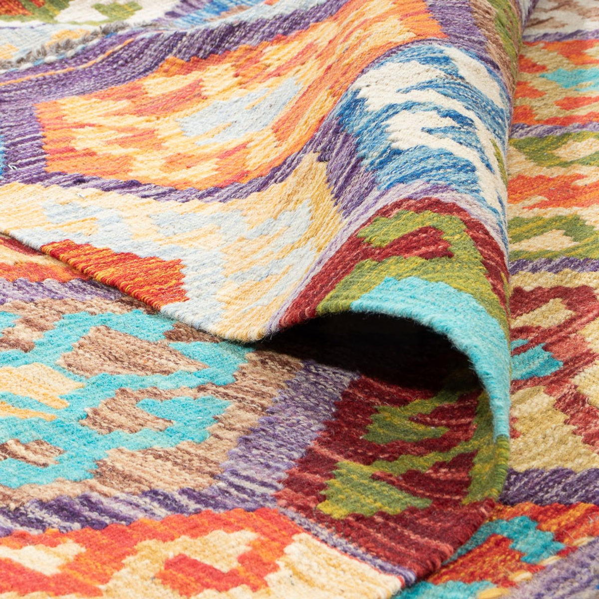 Kelim Carpet - Splash kvadrat  - 201 x 189 cm - flerfärgad