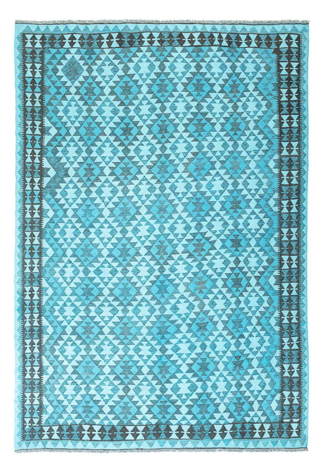 Kelim matta - trendig - Vintage / färgad - 277 x 195 cm - turkos