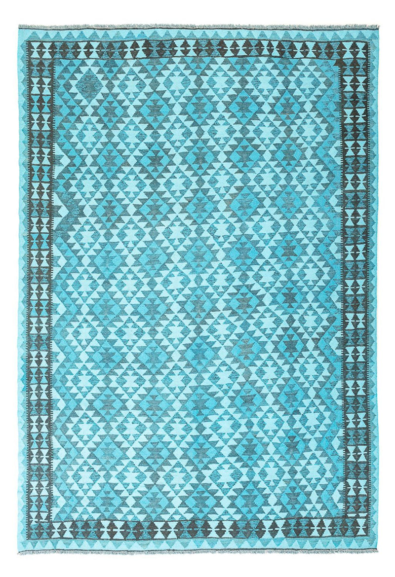Kelim matta - trendig - Vintage / färgad - 277 x 195 cm - turkos