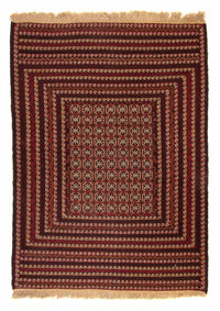 Kelim Carpet - orientalisk matta - 180 x 133 cm - mörkröd