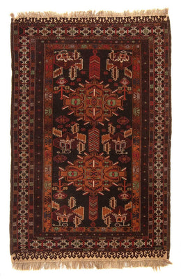 Afghansk matta - 189 x 127 cm - brun
