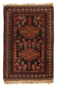Afghansk matta - 189 x 127 cm - brun
