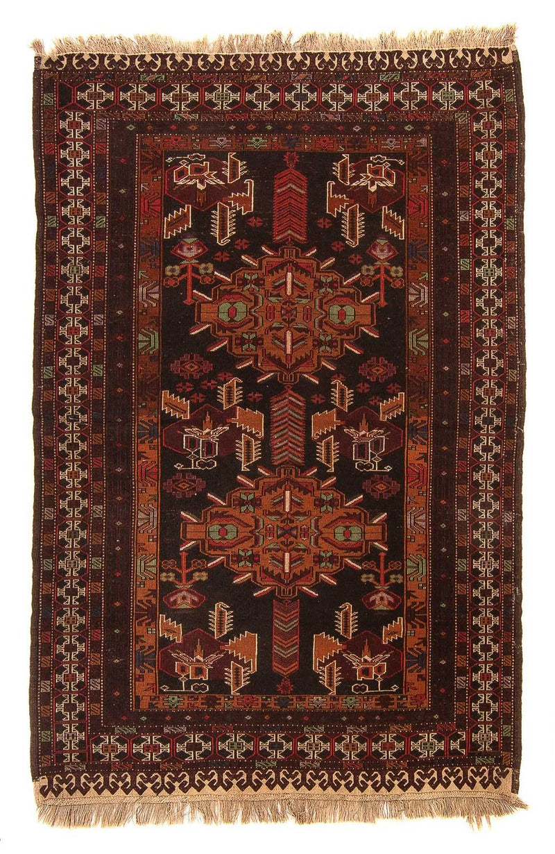 Afghansk matta - 189 x 127 cm - brun