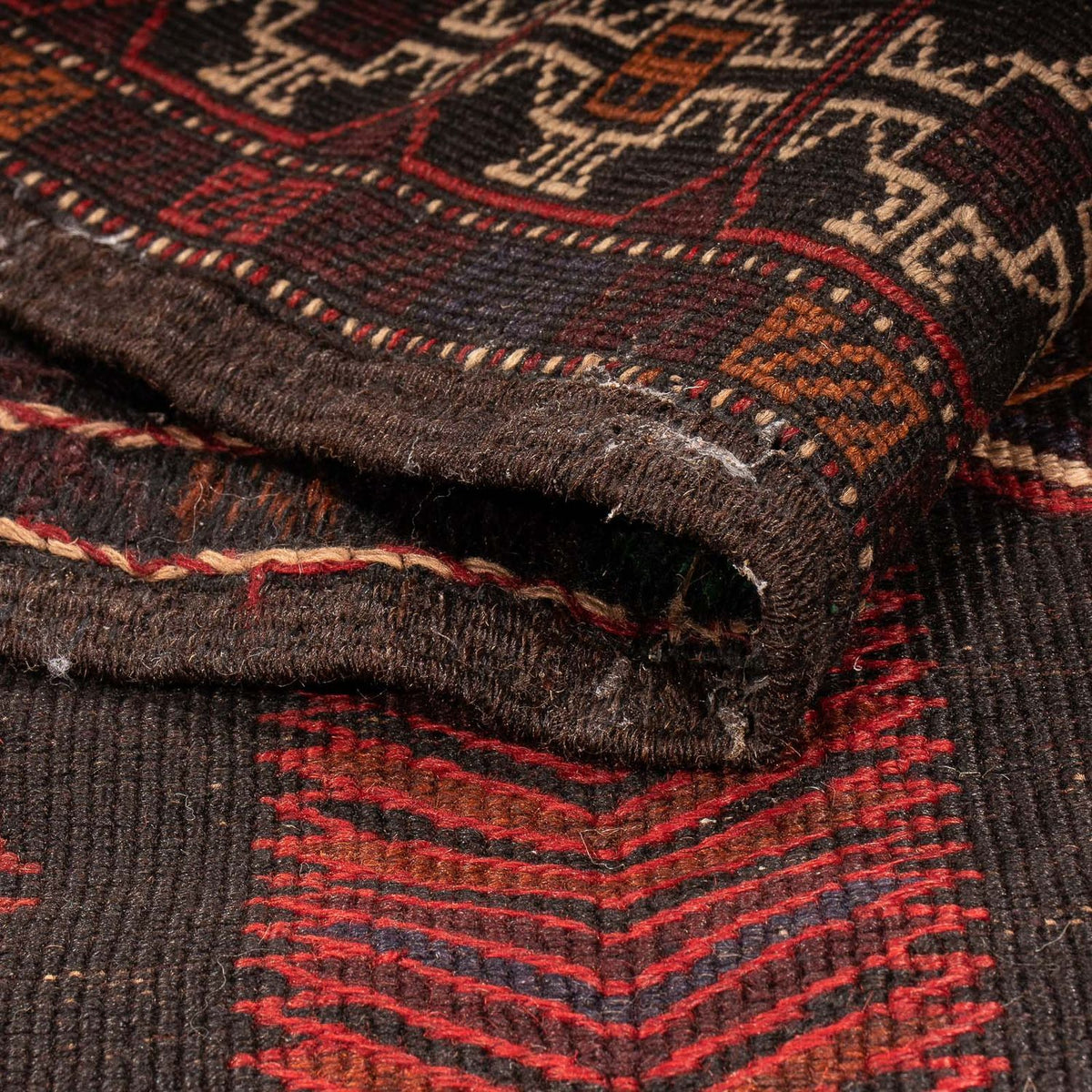 Afghansk matta - 189 x 127 cm - brun