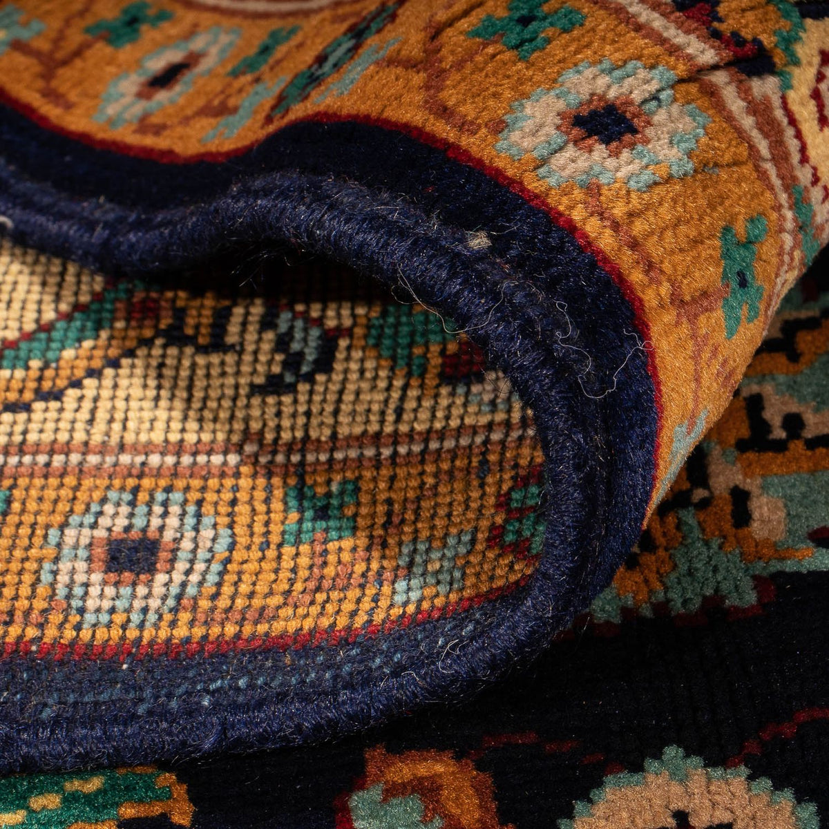 Afghansk matta - 213 x 151 cm - mörkblå