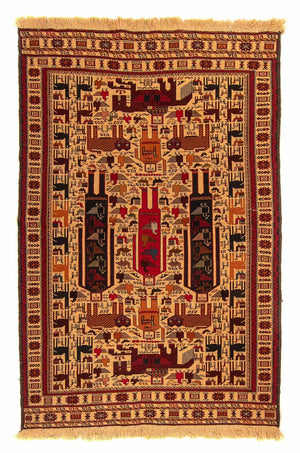 Kelim Carpet - orientalisk matta - 197 x 129 cm - ljusbrun