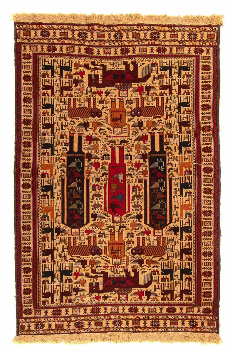 Kelim Carpet - orientalisk matta - 197 x 129 cm - ljusbrun