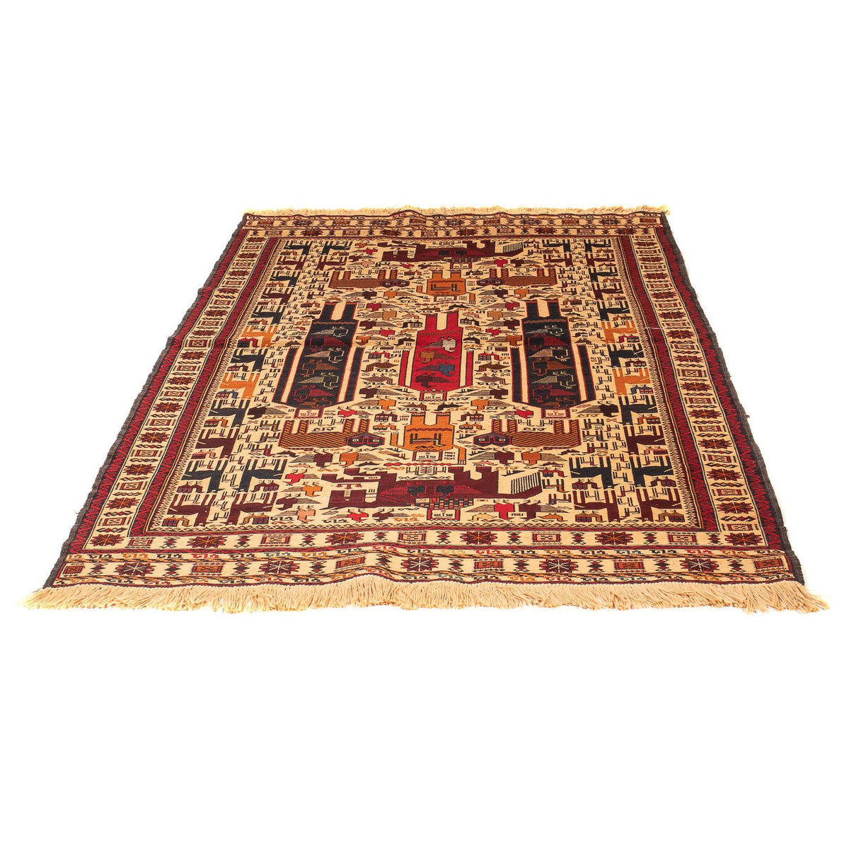 Kelim Carpet - orientalisk matta - 197 x 129 cm - ljusbrun