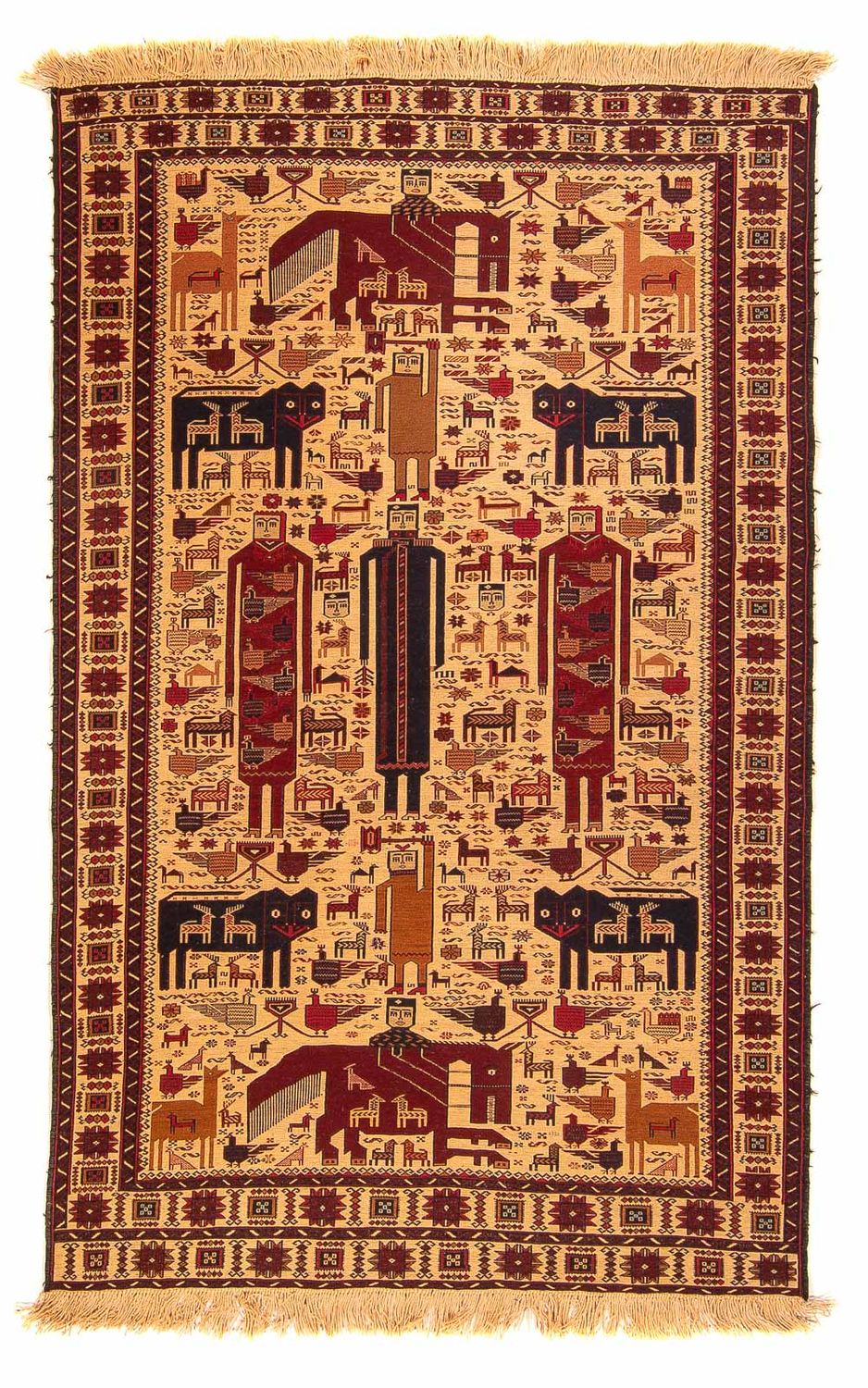 Kelim Carpet - orientalisk matta - 194 x 124 cm - ljusbrun