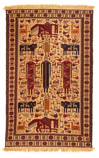 Kelim Carpet - orientalisk matta - 194 x 124 cm - ljusbrun