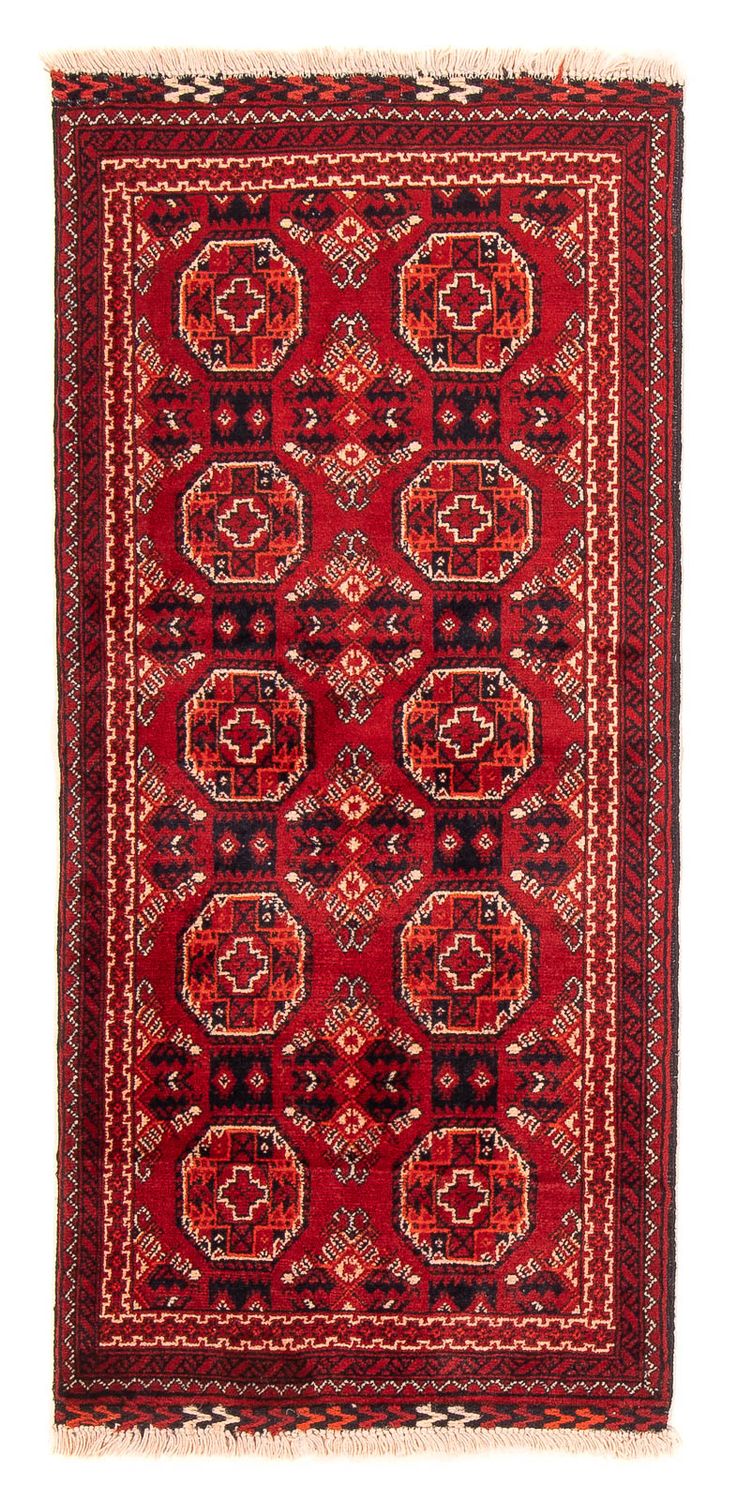 Runner Afghansk matta - 106 x 49 cm - mörkröd