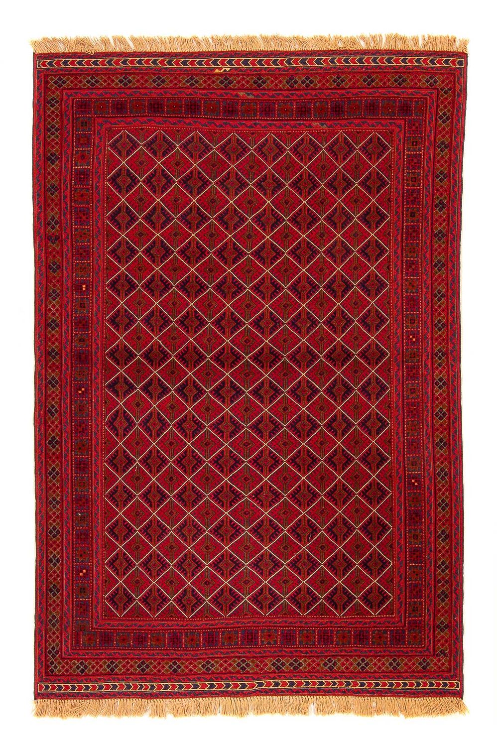 Kelim Carpet - orientalisk matta - 196 x 136 cm - mörkröd