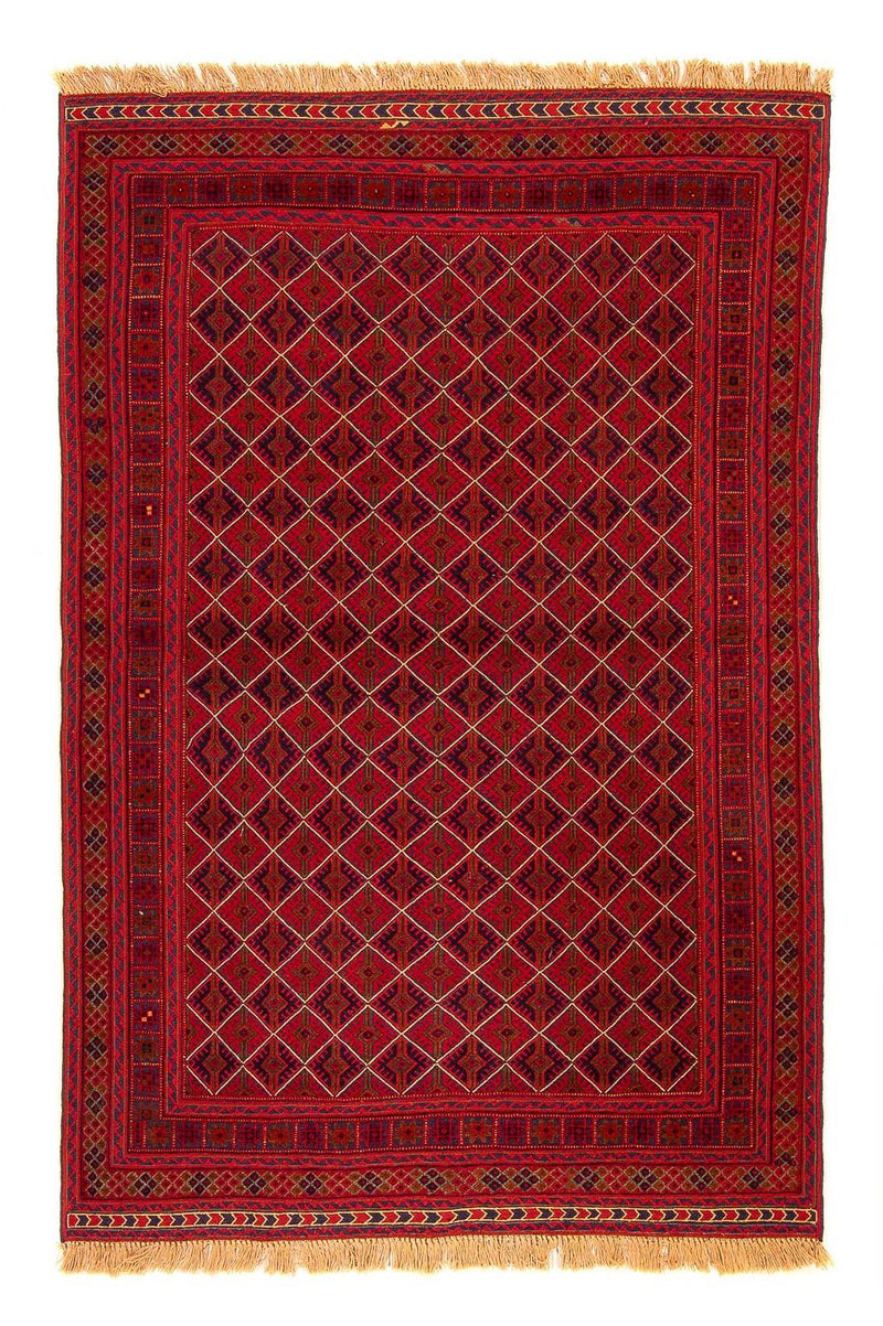 Kelim Carpet - orientalisk matta - 196 x 136 cm - mörkröd