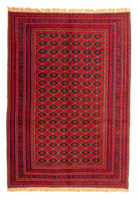 Kelim Carpet - orientalisk matta - 202 x 153 cm - mörkröd