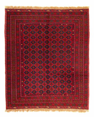Kelim Carpet - orientalisk matta kvadrat  - 187 x 158 cm - mörkröd