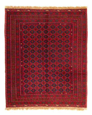 Kelim Carpet - orientalisk matta kvadrat  - 187 x 158 cm - mörkröd