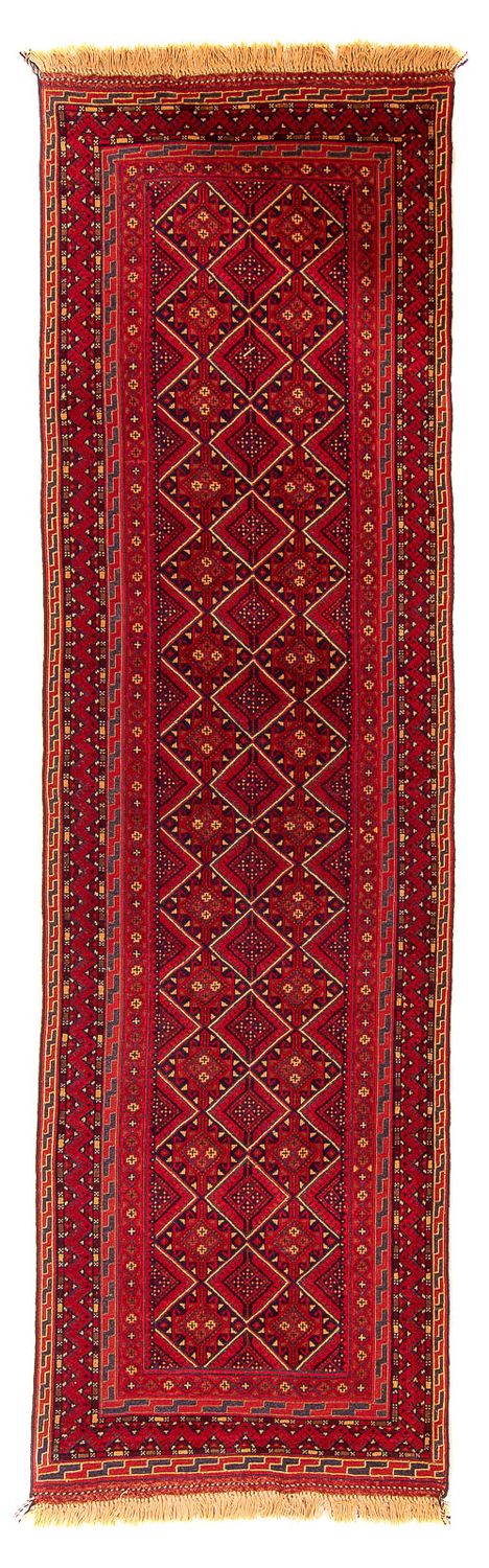 Runner Kelim Carpet - orientalisk matta - 279 x 81 cm - mörkröd