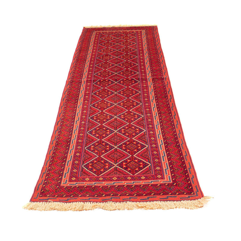Runner Kelim Carpet - orientalisk matta - 280 x 69 cm - mörkröd