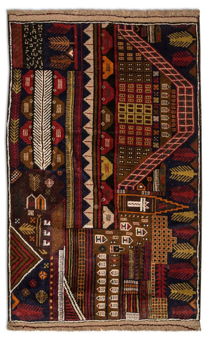 Baluch-matta - 140 x 85 cm - flerfärgad