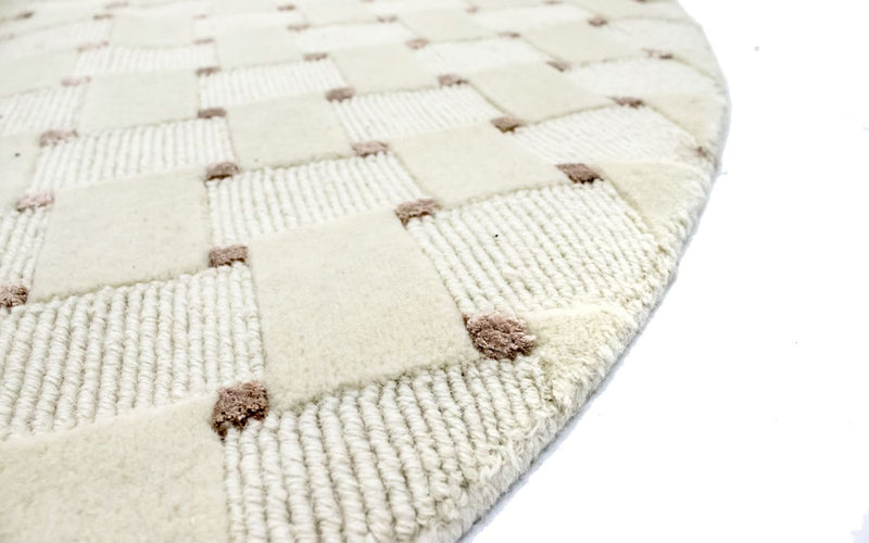 Nepal mattan runt  - 150 x 150 cm - beige