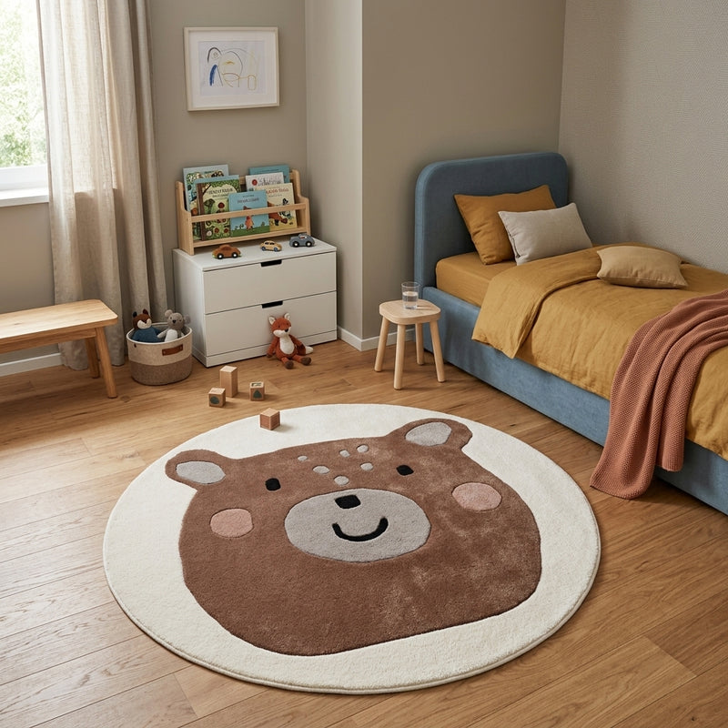 Kinderteppich Bär Gesicht rund