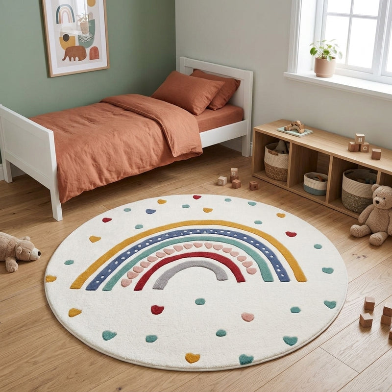 Kinderteppich Regenbogen rund