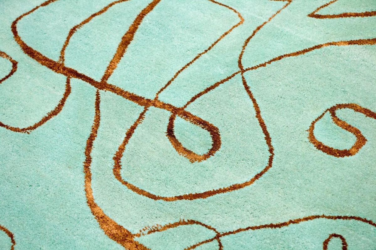 Designermatta - 246 x 154 cm - turkos