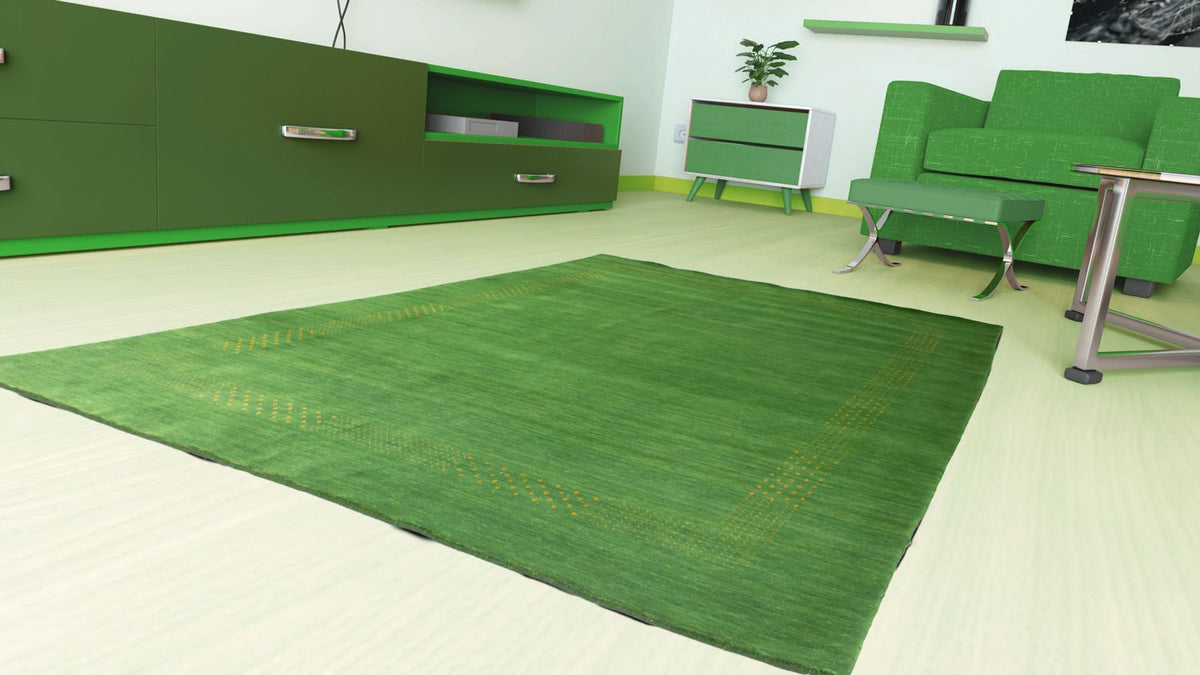 Gabbeh-matta - Indus - 300 x 250 cm - grön