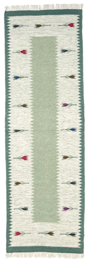 Runner Kelim matta - trendig - 250 x 80 cm - ljusgrön