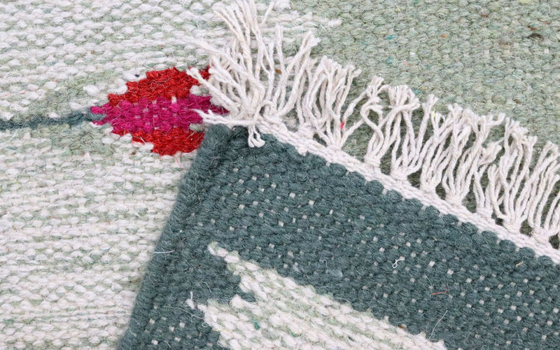 Runner Kelim matta - trendig - 250 x 80 cm - ljusgrön