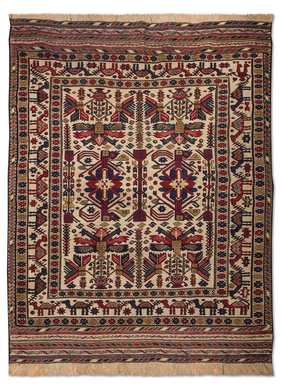 Kelim-matta - gammal - 276 x 185 cm - beige