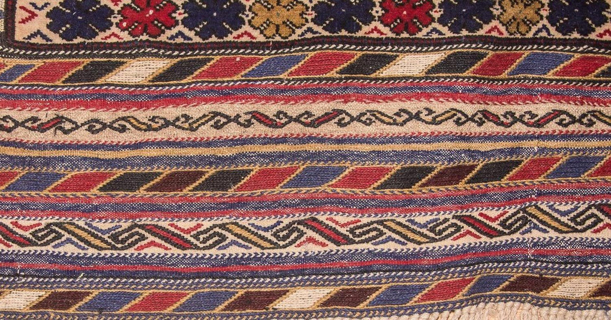 Kelim-matta - gammal - 276 x 185 cm - beige