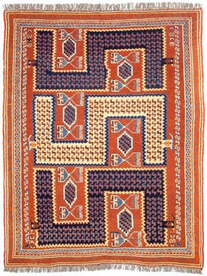 Kelim Carpet - orientalisk matta - 185 x 145 cm - flerfärgad
