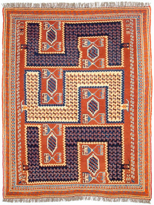 Kelim Carpet - orientalisk matta - 185 x 145 cm - flerfärgad