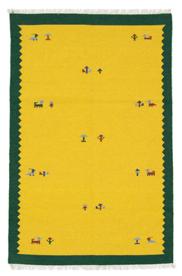 Kelim matta - trendig - 180 x 120 cm - gul