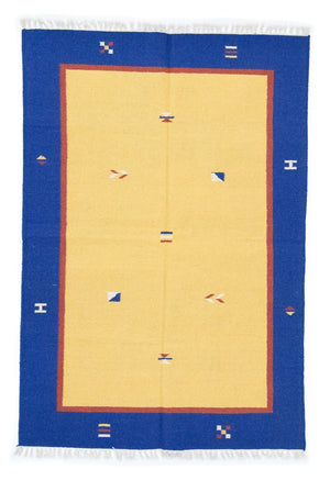 Kelim matta - trendig - 200 x 140 cm - gul