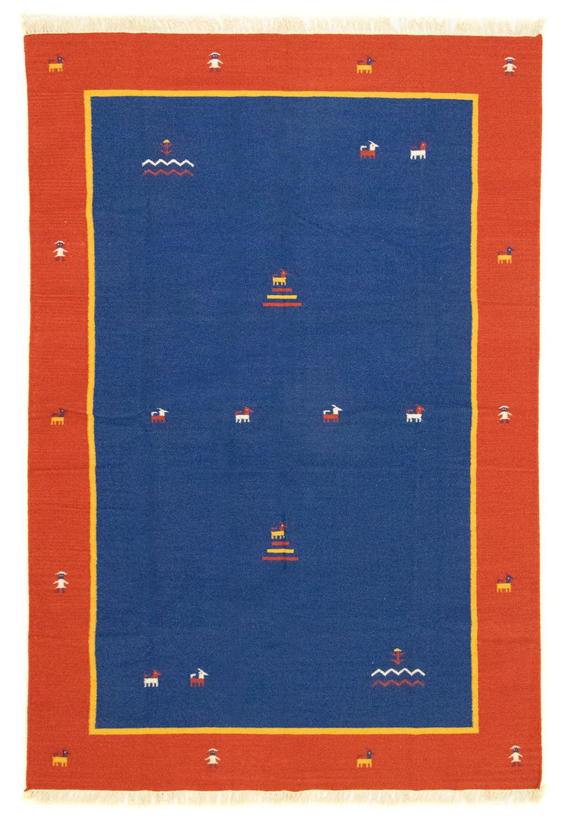 Kelim matta - trendig - 300 x 200 cm - blå