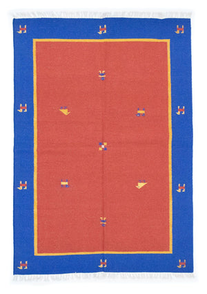 Kelim matta - trendig - 200 x 140 cm - röd