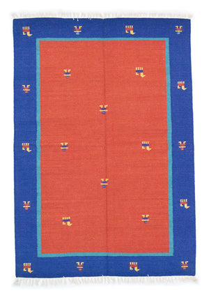 Kelim matta - trendig - 200 x 140 cm - orange